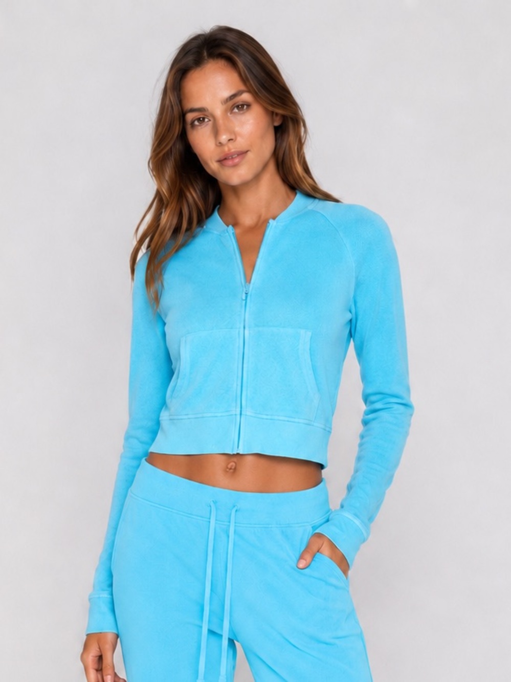 SKIMS French Terry Modal Zip Up | Cyan